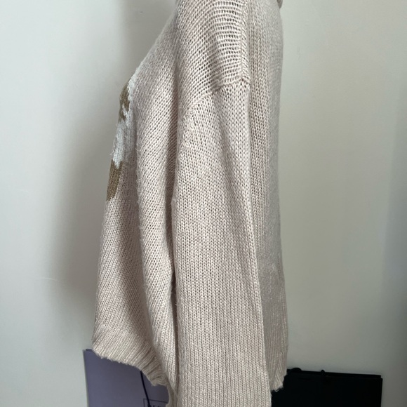 Wooden Ships Skull Design Beige Open Knit Sweater, size XL - Picture 4 of 10